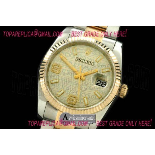 Rolex SS/YG TT Champagne Asian 2813 - Real Diamonds Rolex SS/YG TT Champagne Asian 2813 - Real Diamonds