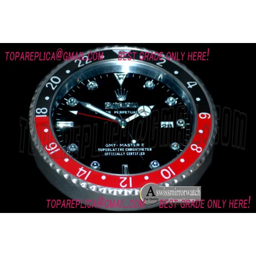 Rolex Dealer Clock GMT Style Black Black/Red Swiss Quartz Rolex Dealer Clock GMT Style Black Black/Red Swiss Quartz