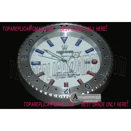 Rolex Dealer Clock GMT Style White Steel Swiss Quartz