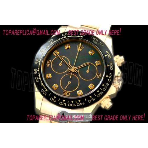 Rolex Daytona 116528 YG/YG MOP Black Diam A-7750 Sec@6