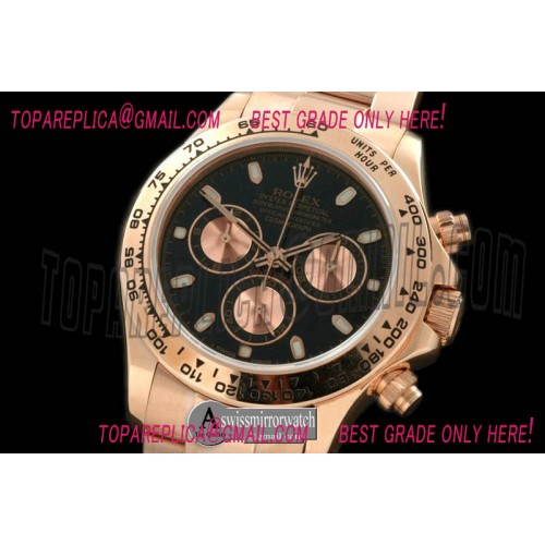 Rolex Daytona 2008 RG/RG Black Stick A-7750 Sec@6