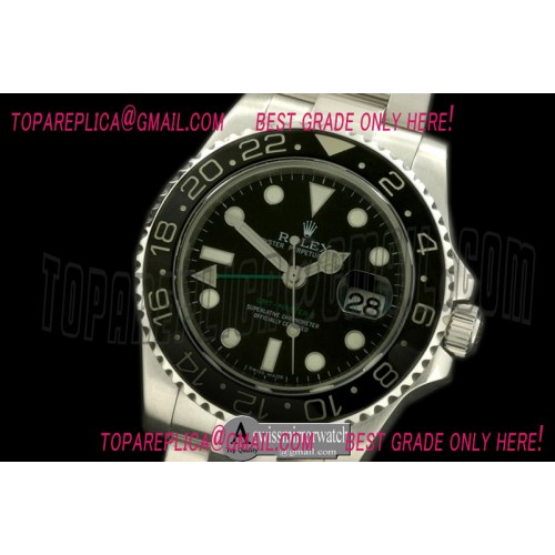 Rolex SS/SS 2008 GMT Black Swiss 2836