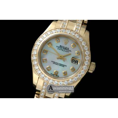 Rolex Diamond Bezel RG MOP Wht/Diam S-2671