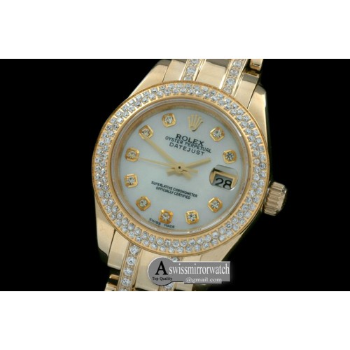Rolex 2-Diamond Bezel RG MOP Wht/Diam S-2671 Rolex 2-Diamond Bezel RG MOP Wht/Diam S-2671