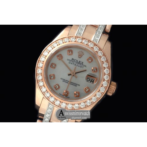 Rolex Diamond Bezel RG MOP Wht/Diam S-2671