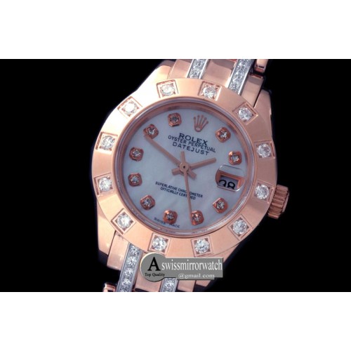 Rolex 12-Diamond Bezel RG MOP Wht/Diam S-2671 Rolex 12-Diamond Bezel RG MOP Wht/Diam S-2671