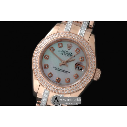 Rolex 2-Diamond Bezel RG MOP Wht/Diam S-2671 Rolex 2-Diamond Bezel RG MOP Wht/Diam S-2671