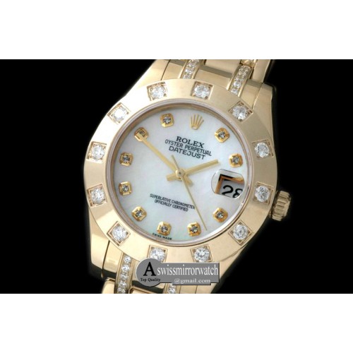 Rolex 12-Diam Bez YG MOP Wht/Diam Asian 2813 Rolex 12-Diam Bez YG MOP Wht/Diam Asian 2813