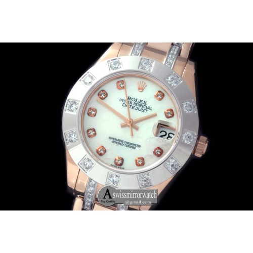 Rolex 12-Diam Bez RG MOP Wht/Diam Asian Eta 2824 Rolex 12-Diam Bez RG MOP Wht/Diam Asian Eta 2824