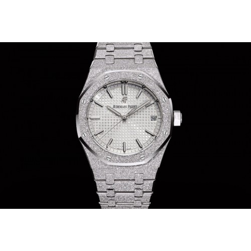 Audemars Piguet Royal Oak 41mm 15500 Frosted SS OMF 1:1 Best Edition White Textured Dial on Frosted SS Bracelet SA4302 Super Clo Audemars Piguet Royal Oak 41mm 15500 Frosted SS OMF 1:1 Best Edition White Textured Dial on Frosted SS Bracelet SA4302 Super Clo