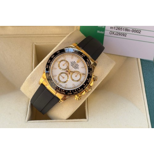 Rolex Daytona 126518 C1 1:1 Best Edition White Dial White Subdial Stick Marker On Oysterflex Strap DD4131