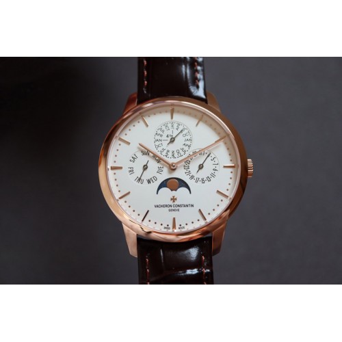 Vacheron Constantin Patrimony Contemporaine 43175 MX 1:1 Best RG White Dial on Brown Leather Strap Cal.1120QP Vacheron Constantin Patrimony Contemporaine 43175 MX 1:1 Best RG White Dial on Brown Leather Strap Cal.1120QP