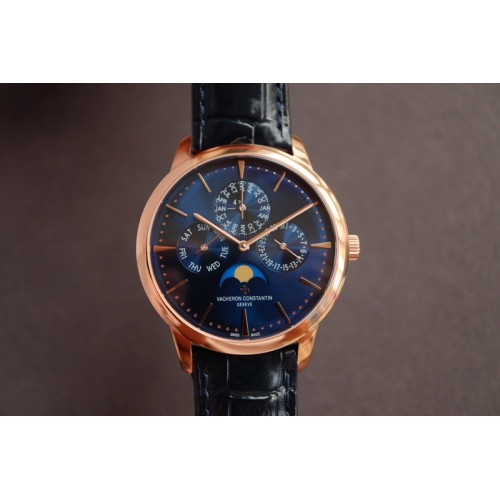 Vacheron Constantin Patrimony Contemporaine 43175 MX 1:1 Best RG Blue Dial on Blue Leather Strap Cal.1120QP Vacheron Constantin Patrimony Contemporaine 43175 MX 1:1 Best RG Blue Dial on Blue Leather Strap Cal.1120QP