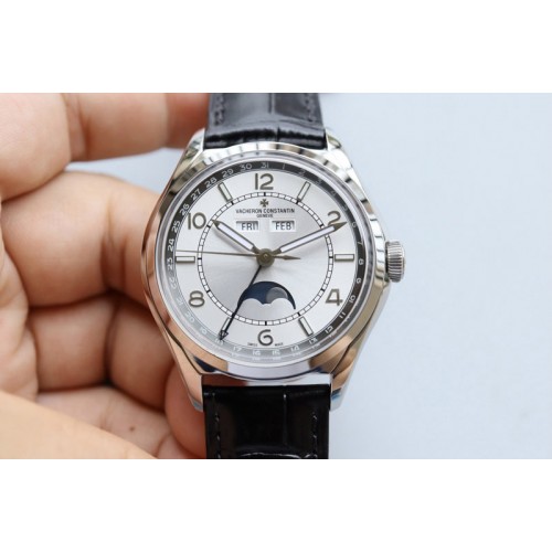 Vacheron Constantin Fiftysix 4000E SS 40mm MX 1:1 Best Edition White Dial on Brown Leather Strap A2460 Vacheron Constantin Fiftysix 4000E SS 40mm MX 1:1 Best Edition White Dial on Brown Leather Strap A2460