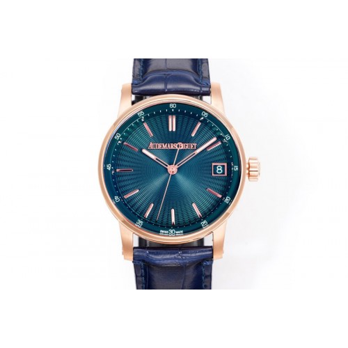 Audemars Piguet Code 11.59 RG 15210 APK 1:1 Best Edition Green Dial on Blue Leather Strap SA4302 Super Clone