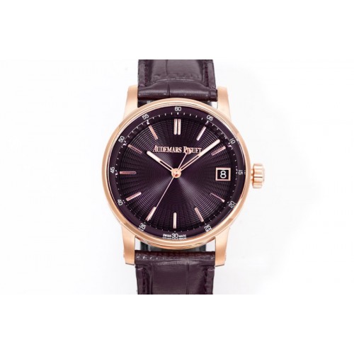 Audemars Piguet Code 11.59 RG 15210 APK 1:1 Best Edition Purple Dial on Purple Leather Strap SA4302 Super Clone