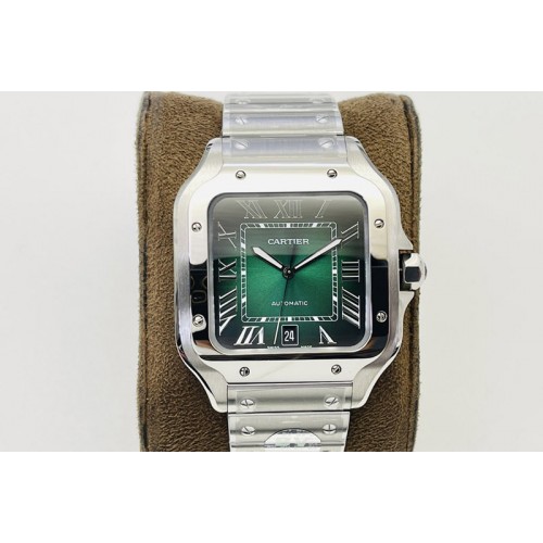 Cartier Santos de Cartier 40mm SS 2018 BVF 1:1 Best Edition Green Dial on SS SmartLinks Bracelet MIYOTA 9015(Free Leather Strap)