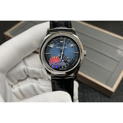 Patek Philippe Annual Calendar Complications 5205R GRF SS Blue dial on Black leather strap