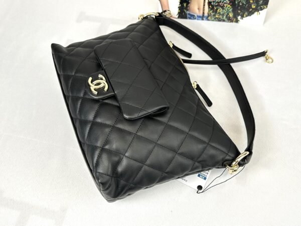 Chanel 23B Black Coco Mellow Small Hobo Bag.