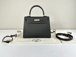 IMG_6556 Hermès Black Epsom Kelly 25 with Palladium Hardware