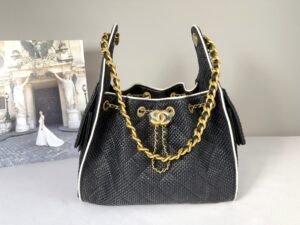 IMG_0482 Chanel 26P Black Raffia Small 25 Bag