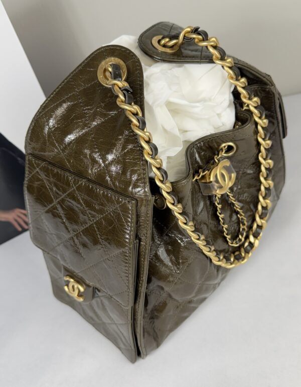 Chanel 26P Crumpled Khaki Calfskin Small 25