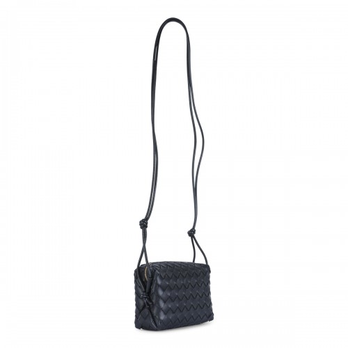 BLACK LEATHER MINI LOOP CAMERA BAG