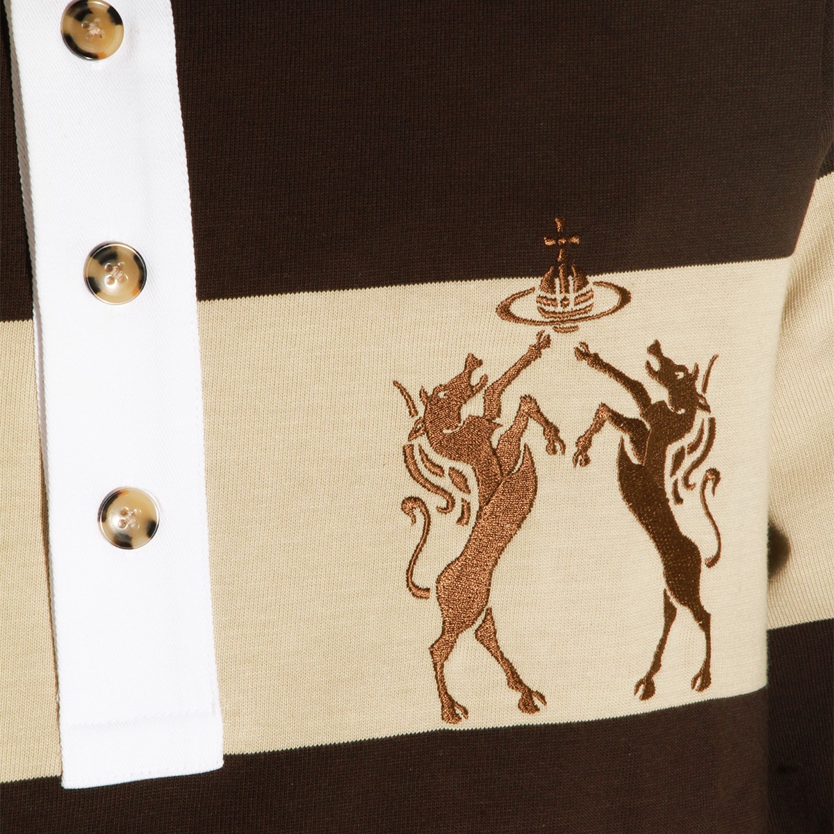 BEIGE AND BROWN COTTON POLO SHIRT