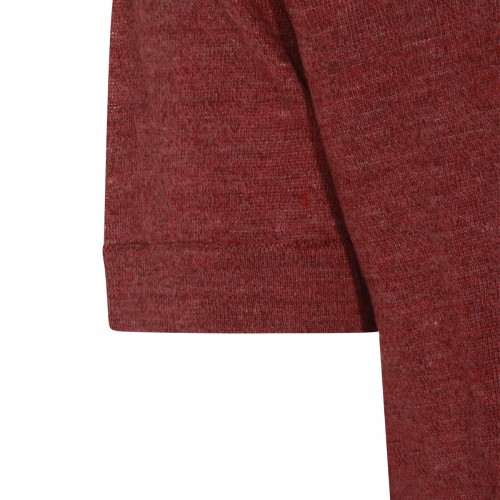 RED LINEN COTTON BLEND POLO SHIRT