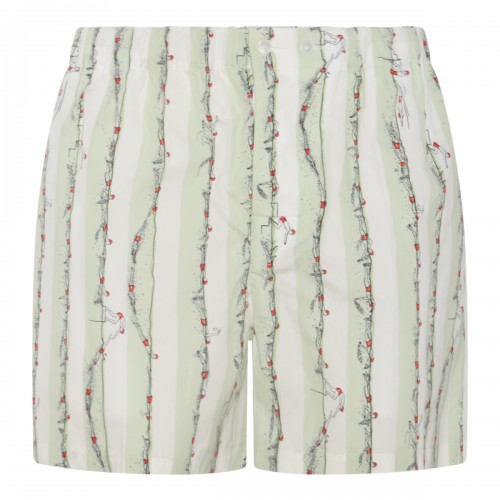 LIGHT CYAN AND RED COTTON SWIMMERS PRINT SHORTS