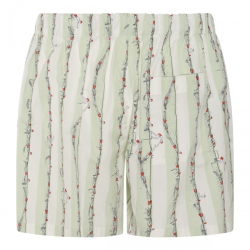 LIGHT CYAN AND RED COTTON SWIMMERS PRINT SHORTS