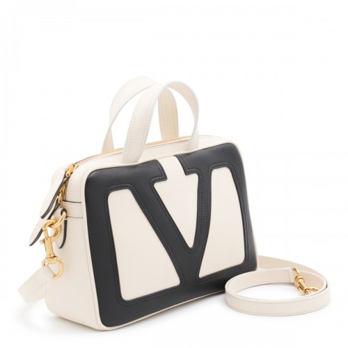 WHITE AND BLACK LEATHER VIVA SUPERSTAR TOP HANDLE BAG