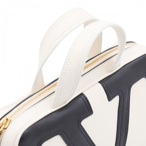 WHITE AND BLACK LEATHER VIVA SUPERSTAR TOP HANDLE BAG