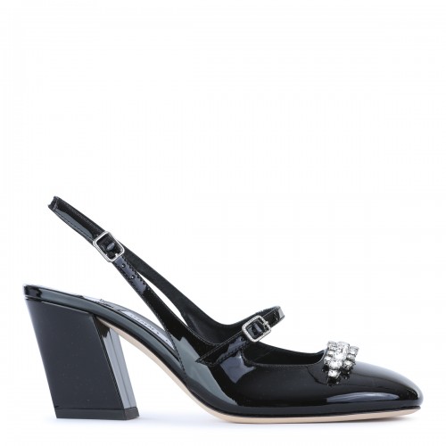 BLACK LEATHER BELINDA PUMPS