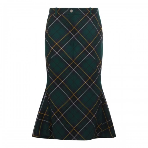 NAVY AND GREEN WOOL SKIRT