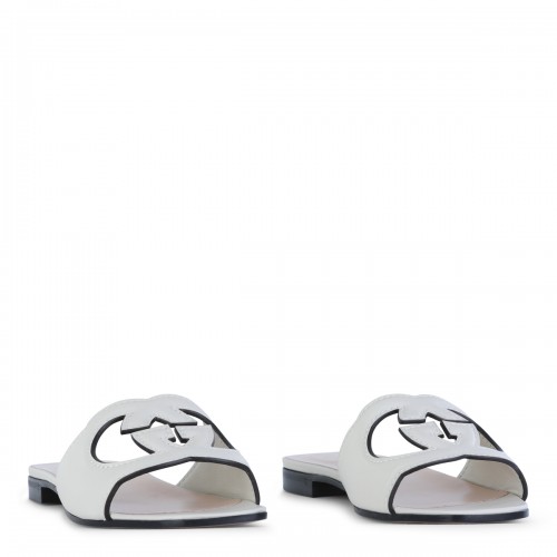 WHITE LEATHER FLATS