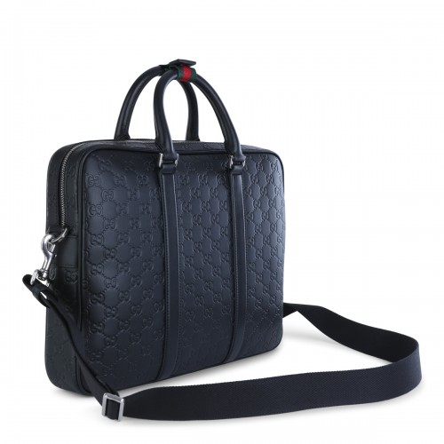 BLACK LEATHER TOP HANDLE BAG 2