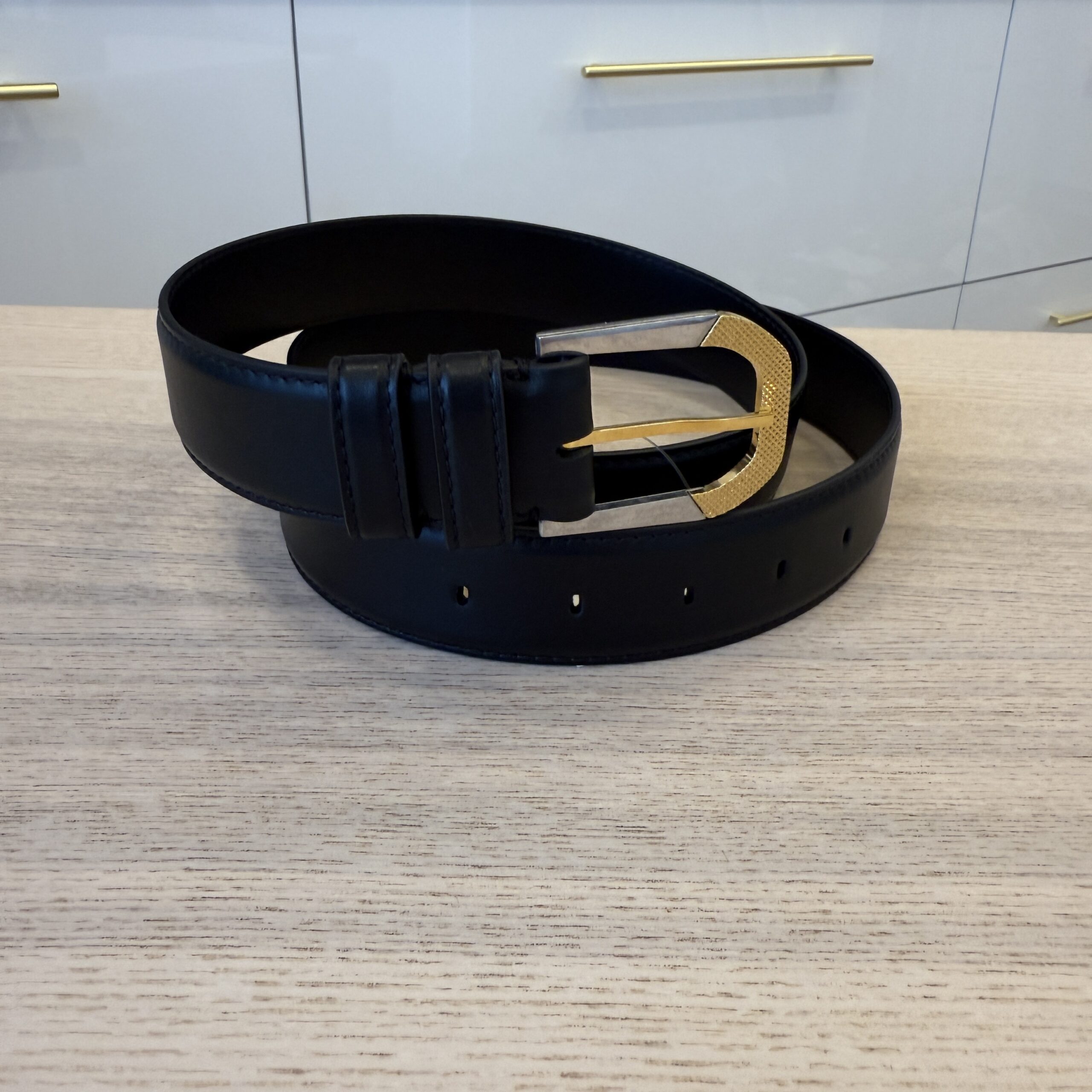 The Row Art Deco Belt x Large Black Silver and Gold