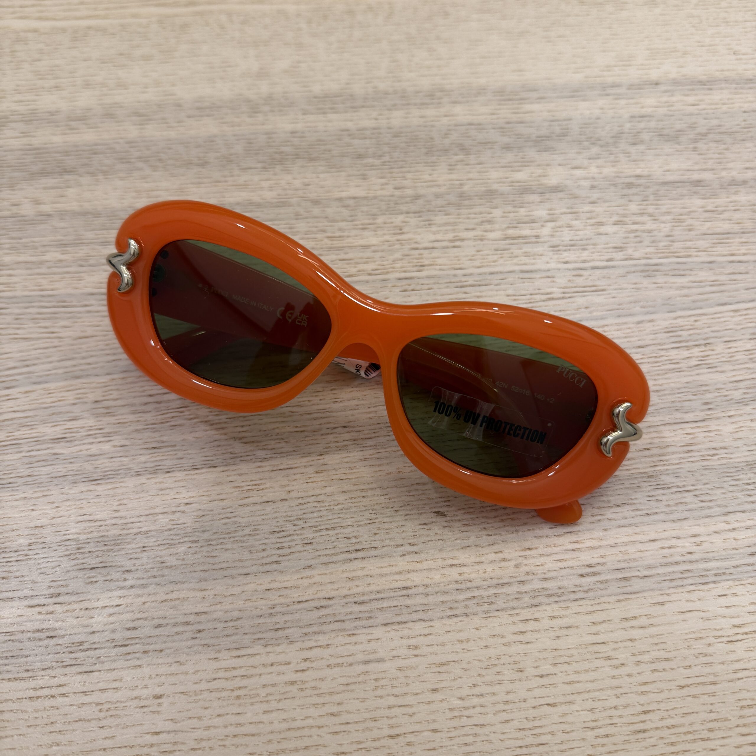 Pucci Geometric Sunglasses, 52mm Orange/Green Solid