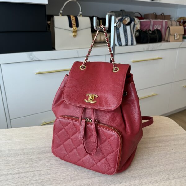 Chanel Caviar Quilted Business Affinity Backpack Red