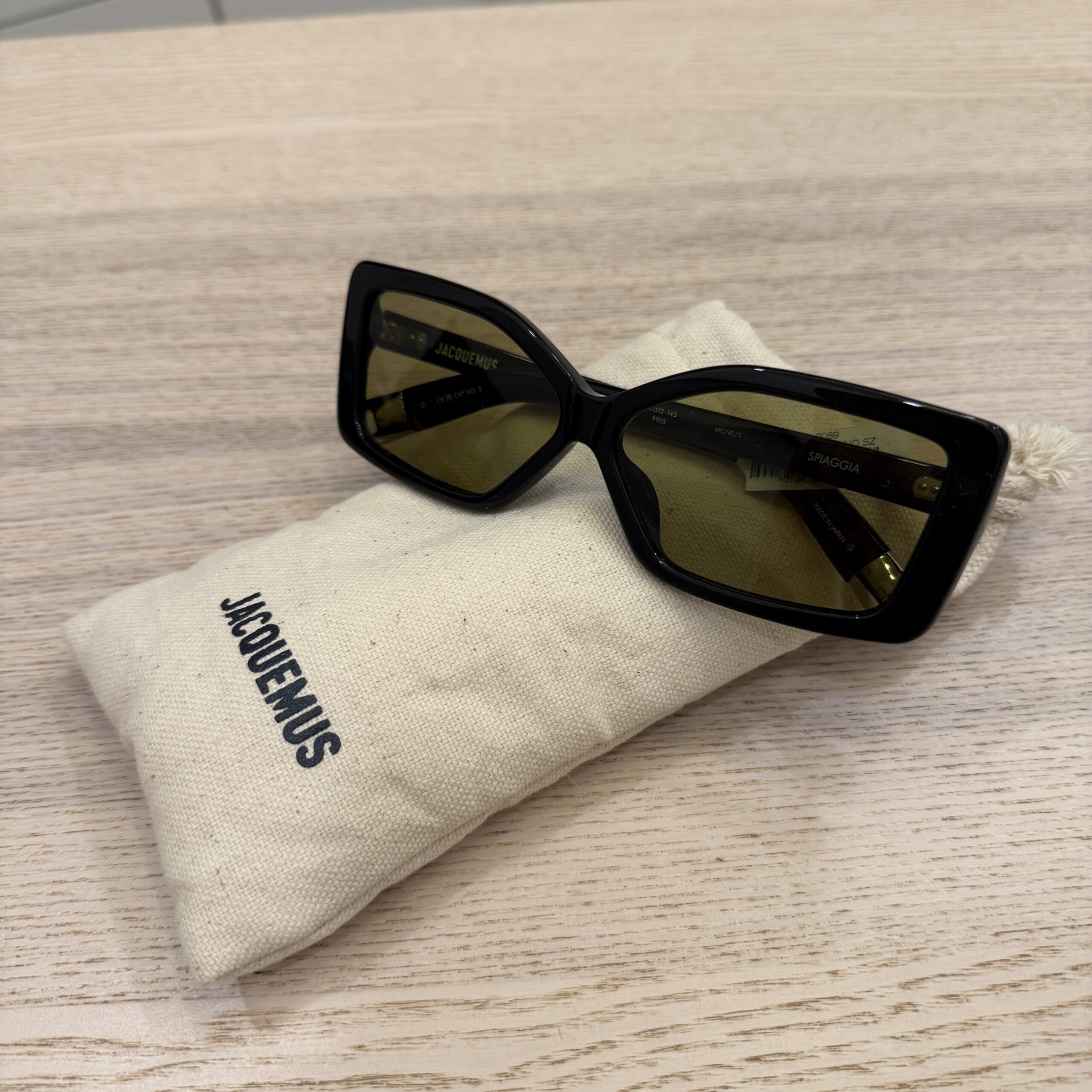 Jacquemus Les Lunettes Spiaggia Black Silver with Green Glass