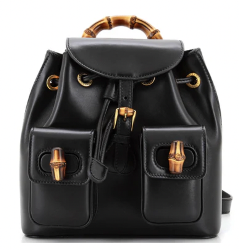 Gucci Calfskin Bamboo Backpack Black