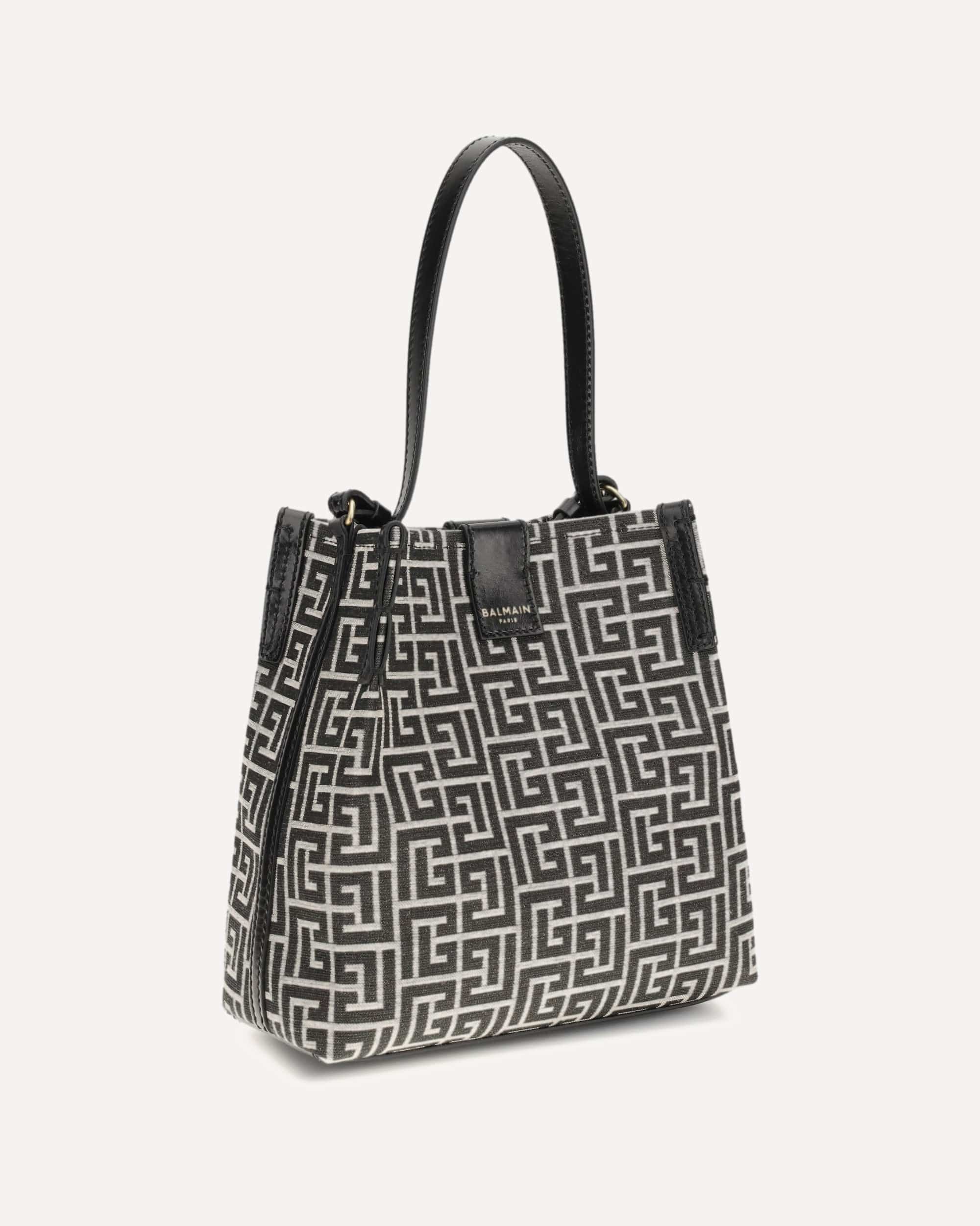 提花与皮革释出水桶包 - alternate view