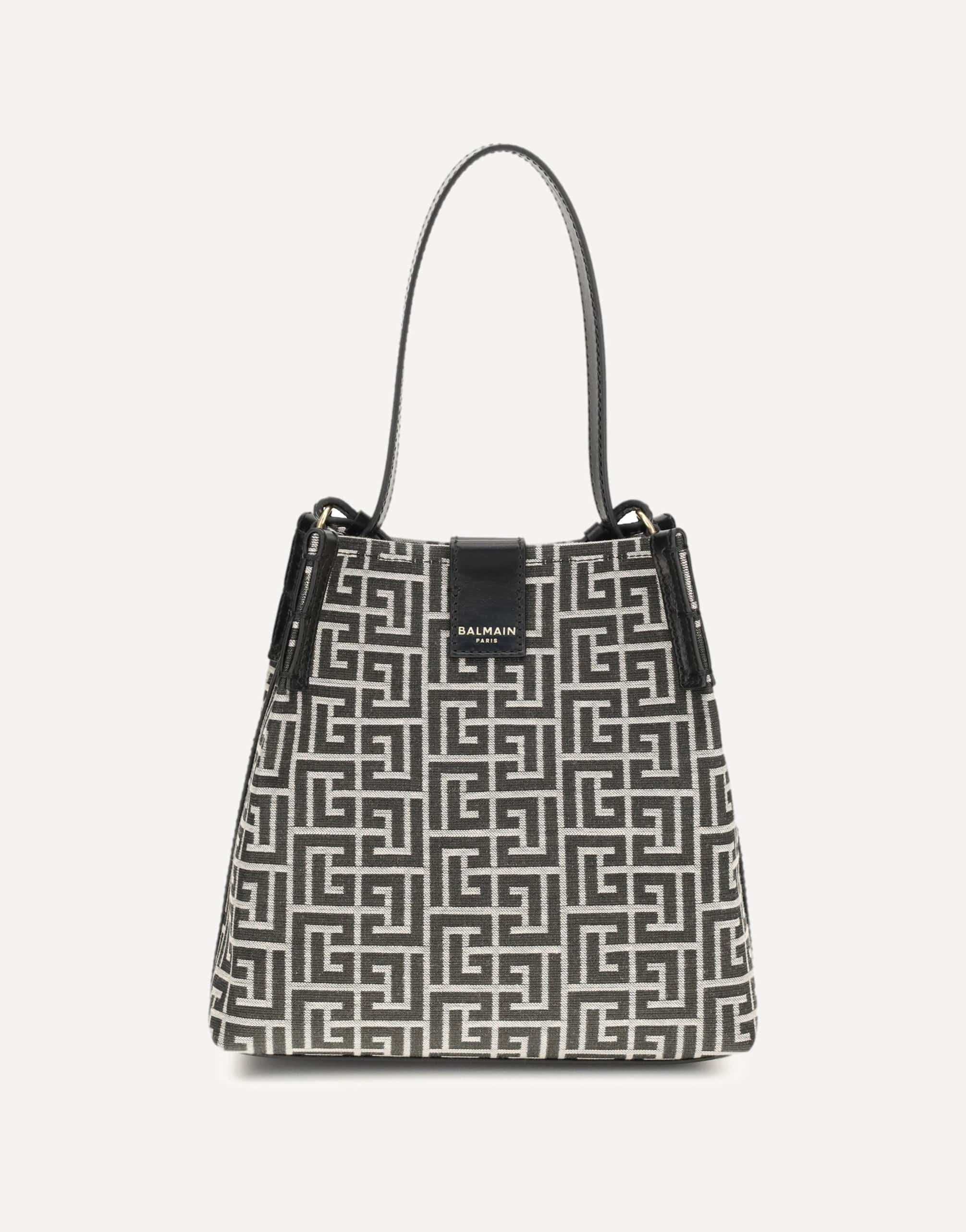 Balmain Jacquard And Leather Release Bucket Bag