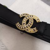 Luxury Replica CC Double C Belt Black Width 3.0cm 1137