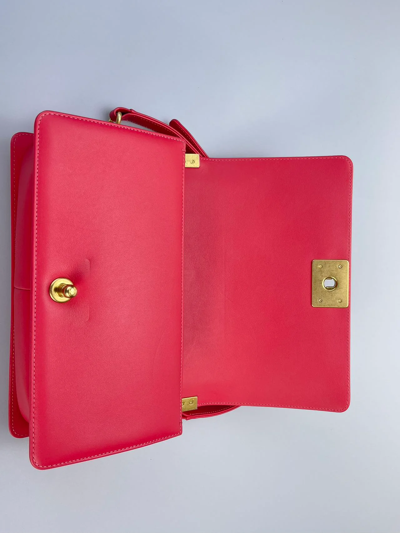 used-Chanel Medium Leboy Bag in Hot Pink with Gold Hardware-MILOURA