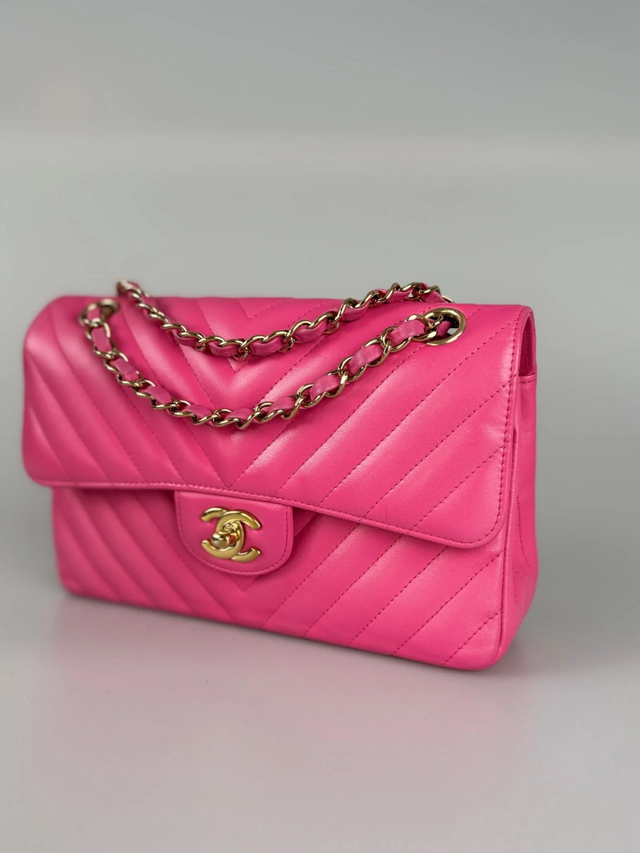 used-Chanel Small Quilted Flap Bag Pink Lambskin-MILOURA