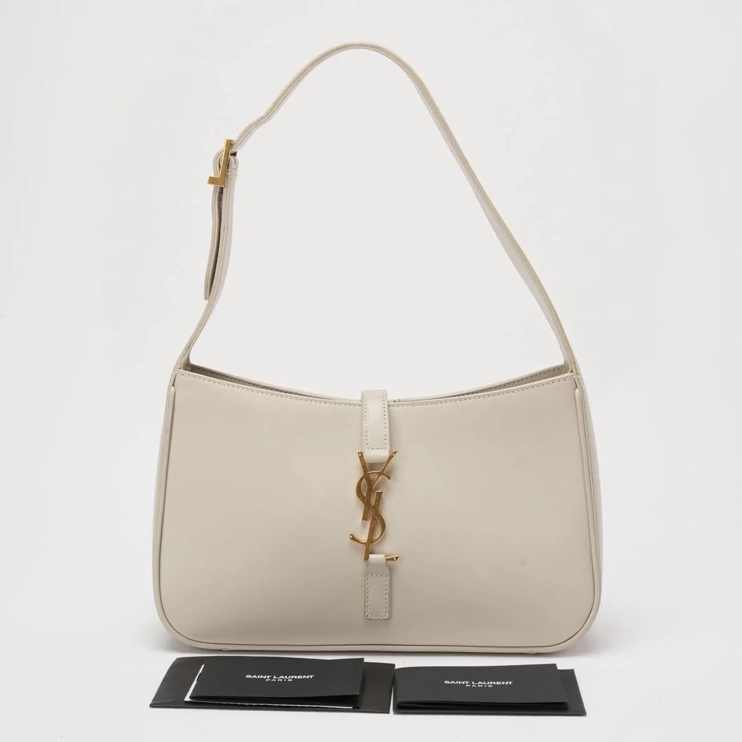 Saint Laurent Paris Le 5 to 7 White Smooth Leather Bag