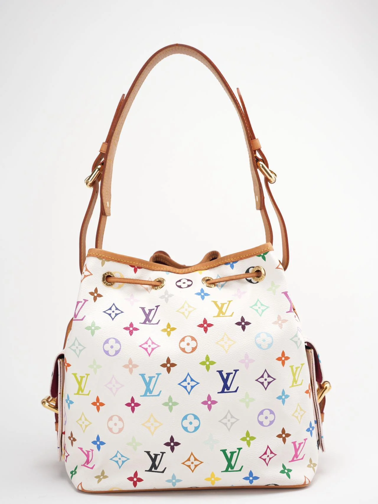 Louis Vuitton White Multicolor Takashi Murakami Bucket Canvas Bag