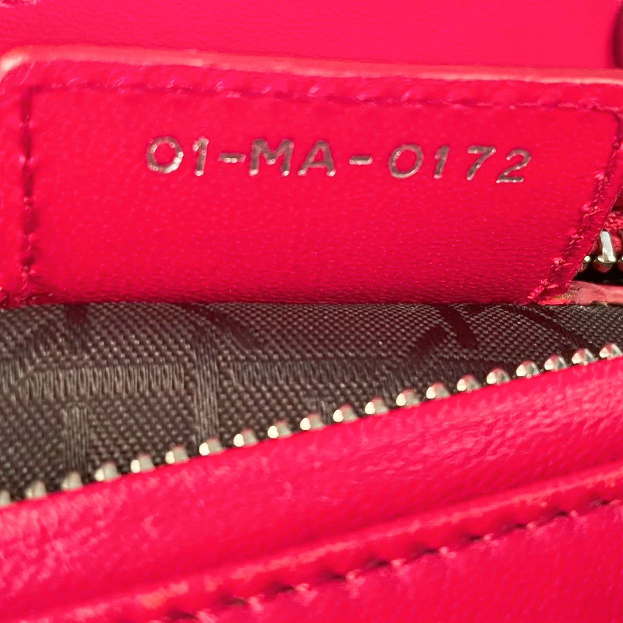 used-Christian Dior Red Lady Dior Lambskin bag Cannage Medium-MILOURA